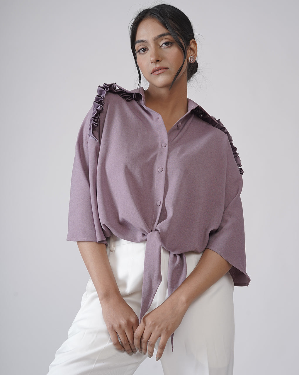 Soft Shoulder Knot Blouse Shirt