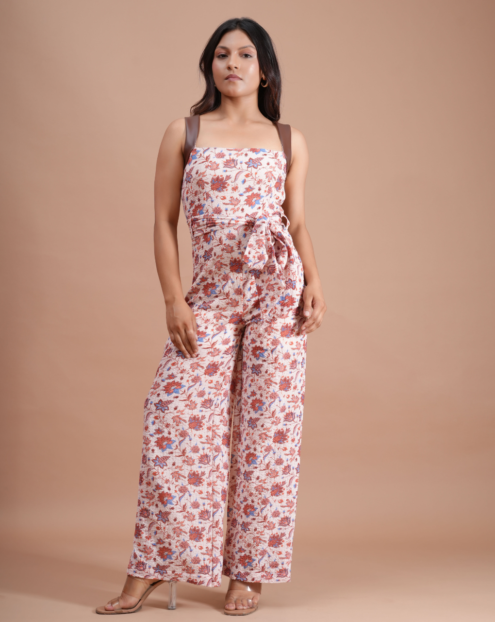 Brown Seeksucker Jumpsuit
