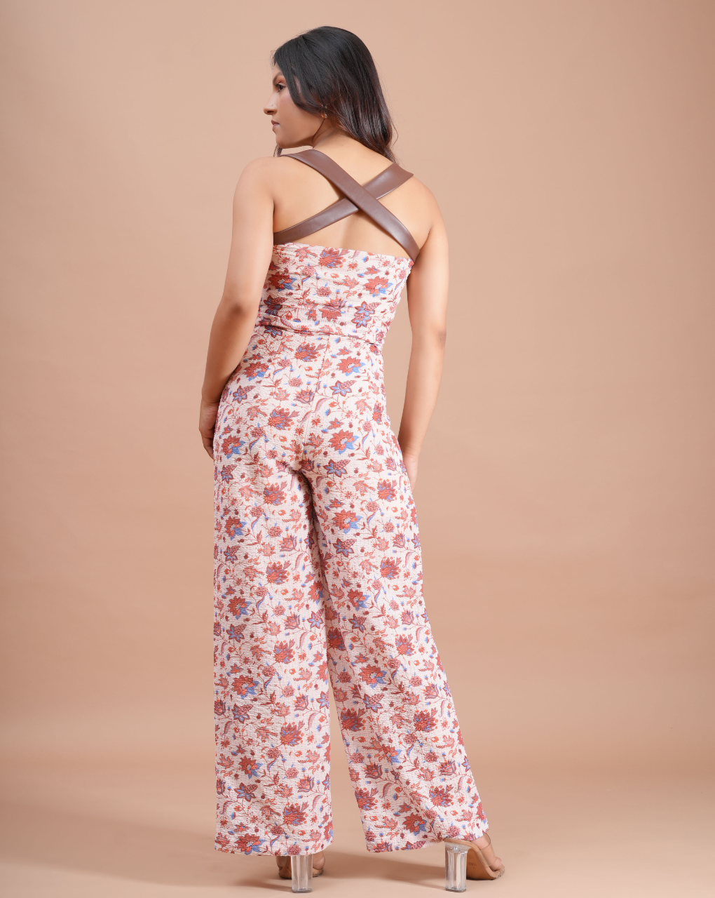 Brown Seeksucker Jumpsuit