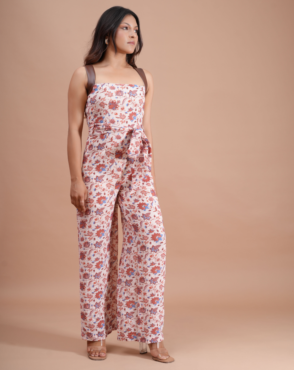 Brown Seeksucker Jumpsuit