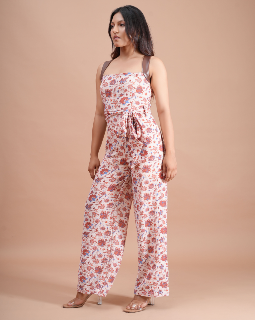 Brown Seeksucker Jumpsuit