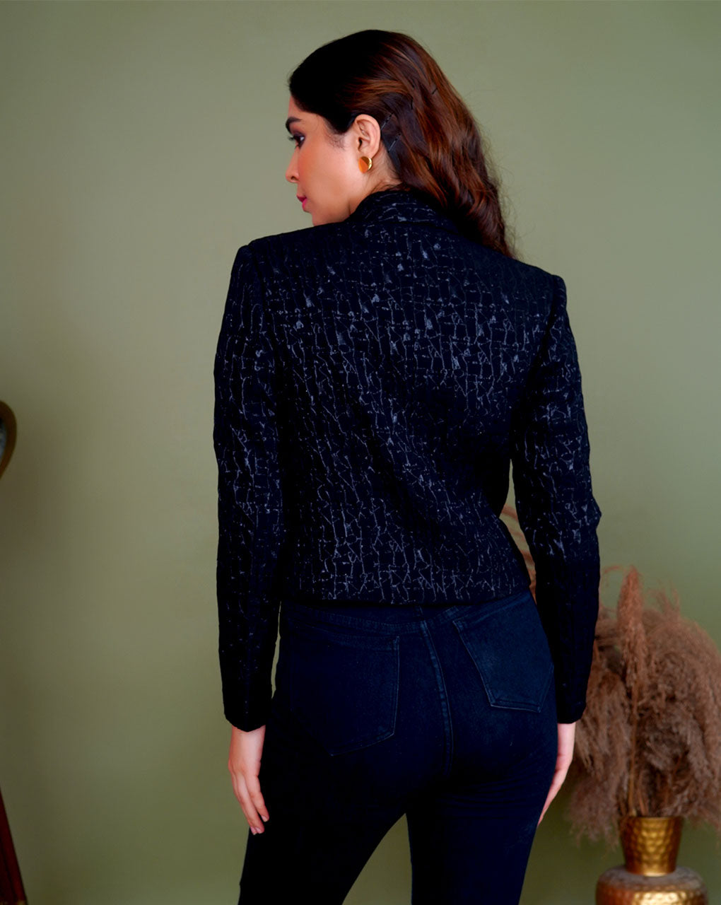 Midnight Weave Blazer Jacket