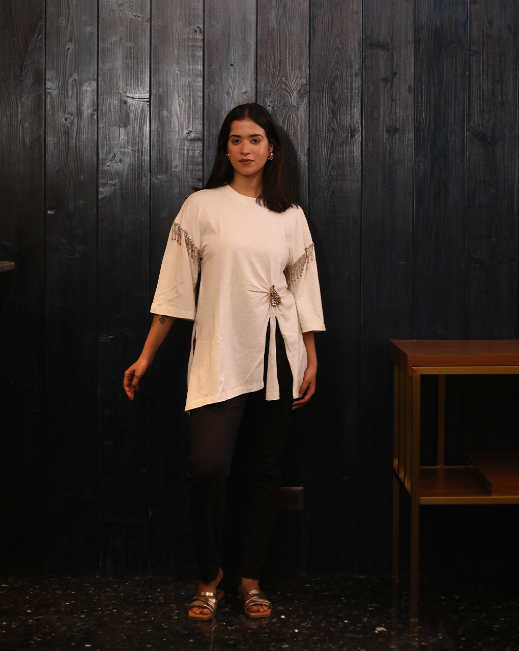 Dazzle Brooch Tunic Top